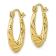 thumbnail image 2 of 10k Fancy Small Hoop Earrings in 10k Yellow Gold, 2 of 3