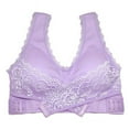thumbnail image 5 of Bra and Panty Set Women No Underwire Bra Feature V-Neck No Underwire Bra Style W-1053 Front Closure Closure Sports Bras Purple XL, 5 of 5