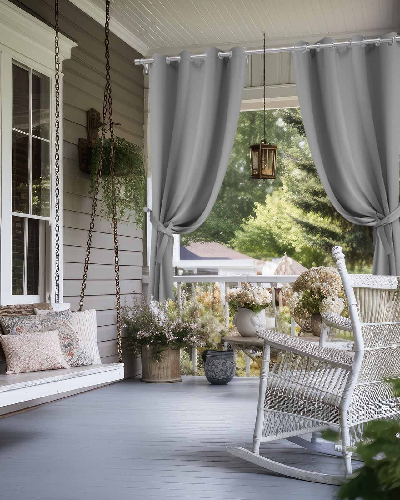 nqOlkjepod Outdoor Curtains for Patio Waterproof, Black Ombre Outdoor Privacy Panels Grommet, Grey Modern Art Farmhouse Blackout Outside Curtains for Porch/Cabana/Pergola/Gazebo 54"x95", 2 Panels