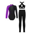 thumbnail image 2 of Xnihocha Gymnastics Leotard for Girls Long Sleeve Unitard with Leggings and Vest Tumbling Dance Outfit Purple 16, 2 of 3