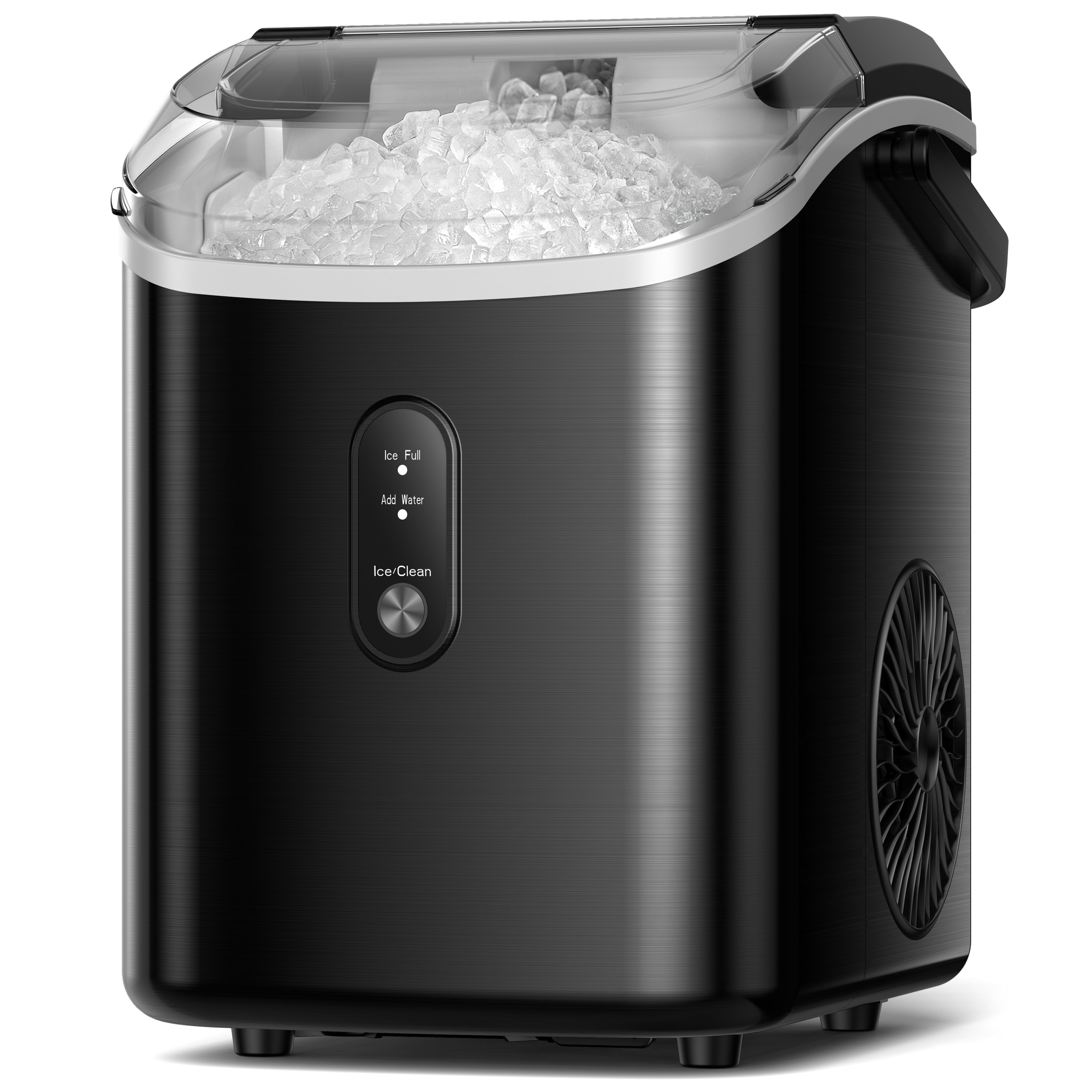 Countertop Nugget Ice Maker, Qunler 33lbs per Day Portable Pebble Ice Machine with Soft Chewable Pellet for Home Use, Stainless Steel