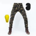 thumbnail image 1 of Pantalones vaqueros de motociclista para hombre, color negro, con forro protector, talla L L, 1 of 8