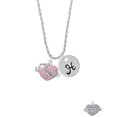 thumbnail image 2 of Delight Jewelry Silvertone Mom Banner on Pink Crystal Heart Silvertone Script Initial Disc - H - Charm Necklace, 20"+3", 2 of 4
