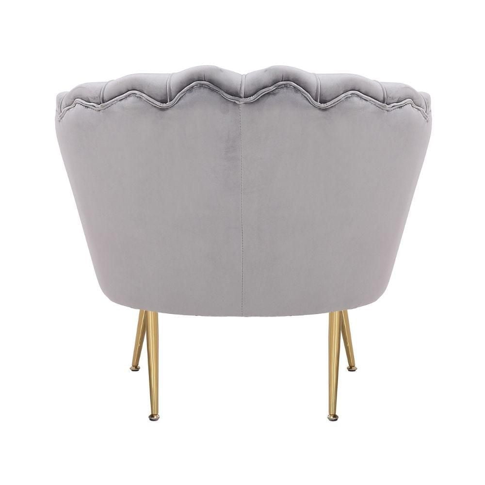 Upholstered Velvet Lounge Chair in blue with Shiny Gold Legs – Elegant Velvet Chair for Living Rooms, Salons, Spas, and Lounge Areas