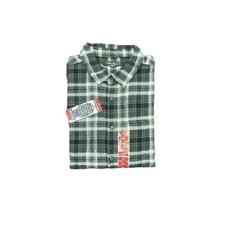 Eddie Bauer Men's Bristol Plaid Button Up Flannel Shirt (Smoke, XL)