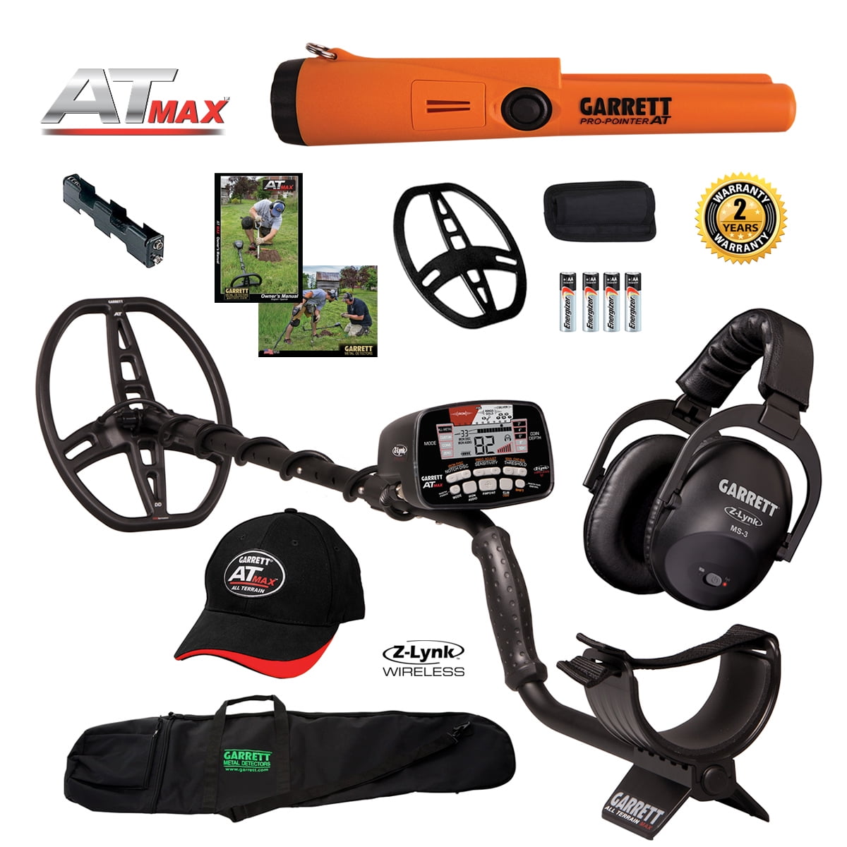 Garrett AT MAX Metal Detector with MS3, ProPointer AT, Carry Bag