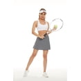 thumbnail image 3 of Women's Athletic Tennis Skorts with Ball Pockets Lightweight Active Quick Dry Running Golf Workout Sports Skirt Hemp Gray S, 3 of 8