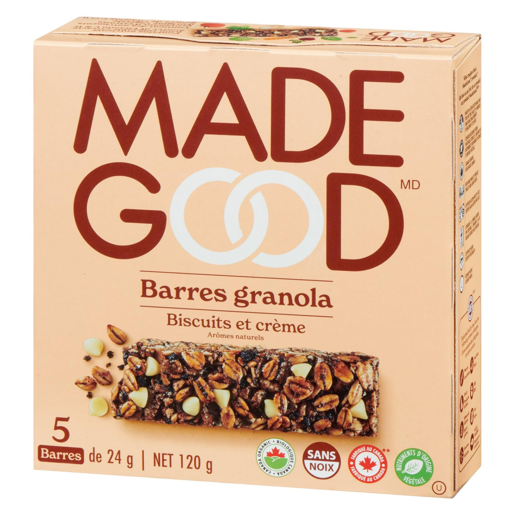 MadeGood Barres granola Biscuits et crème Boîte de 5 barres
