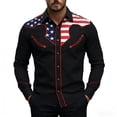thumbnail image 2 of Mens American Flag Shirt Patriotic Western Cowboy Shirt Print Independence Day Casual Summer Tee Tops L, 2 of 5