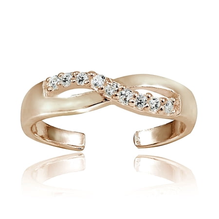 Rose Gold Tone over Sterling Silver Cubic Zirconia Infinity Toe Ring