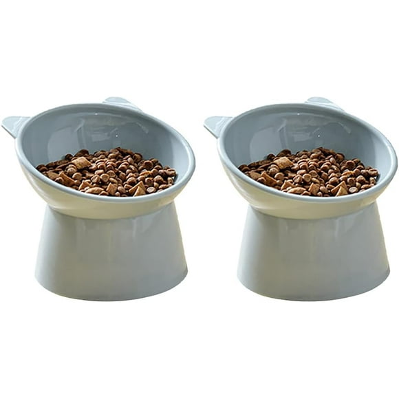 Elevated Cat Bowl, Ergonomic Design for Cervical Spine Protection Tilted Posture Cat Feeder, Anti-Vomiting Pet Bowls for Kittens, Puppies, and Small Dogs, Microwave and Dishwasher
