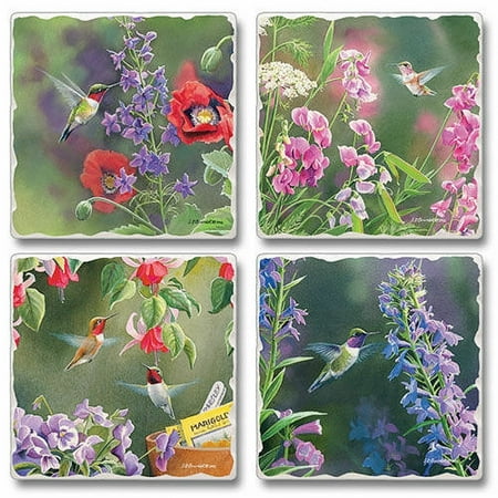 Mustang Stone Coasters Nature's Beauty Assorted Tumbled Stone Coaster Set of 4,, Set of 4 tumbled stone coasters with 4 unique graphics By Highland Graphics ()