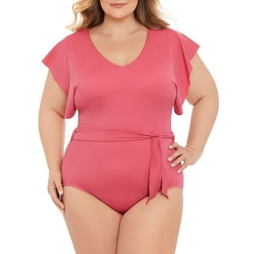 Time and Tru Womens and Women's Plus Cap Sleeve One Piece Swimsuit