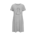 thumbnail image 5 of Aobny Thin Spring Nightgowns for Women's Cat-Print Gray Sleep Dresses Short Short Sleeve Crew Neck Teens Pajamas Soft, 5 of 5