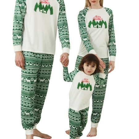 

Fanvereka Matching Christmas Family Pajamas Set Men Women Baby Green Xmas Tree Printed Nightclothes