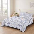 thumbnail image 2 of Twin XL Quilt Set 68''x98'', Elegant Purple Flowers Lightweight Bedspread Coverlet Set with 2 Pillow Shams, Spring Floral Botanical Summer Breathable All Season Quilt Bedding for Dorm/Guest Room, 2 of 9