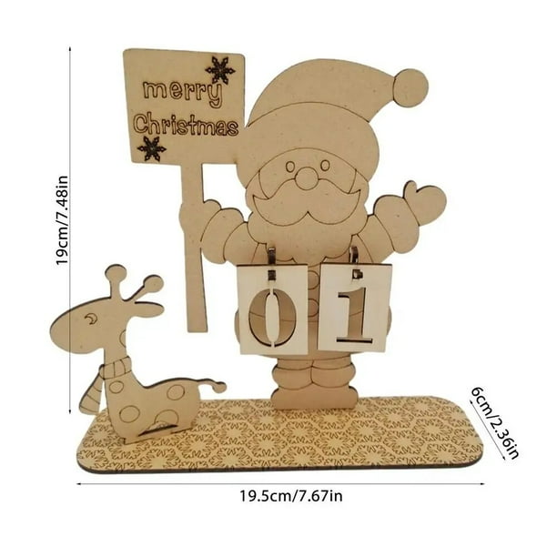 Calendario de Adviento de Navidad de 24 días, adornos de madera, decoración de escritorio para el hogar, regalo de Navidad, Noel, Año Nuevo