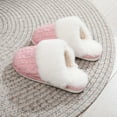 thumbnail image 6 of Unisex Slippers for Couple Men Women Flat Heel Close Toe Slip-on Indoor House Shoes Solid Color Outdoor Warm Winter Home Slippers for Couples Pink 9, 6 of 8