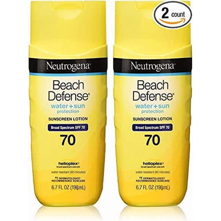 Neutrogena Beach Defense Water Resistant Sunscreen Body Lotion with Broad Spectrum SPF 70 (6.7 oz - 2 Pack)