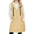 thumbnail image 7 of Long Puffer Vest Women Oversized Quilted Hooded Jacket Lightweight Down Vests Sleeveless Winter Coat with Pockets Yellow S, 7 of 7