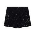 thumbnail image 3 of Wdgfv Women's Sequin Mini Shorts High Waisted Zipper Up Skinny Glitter Party Shorts Black M, 3 of 3