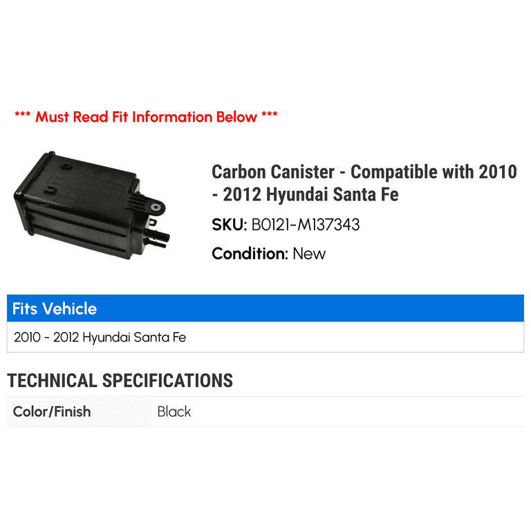 Carbon Canister - Compatible with 2010 - 2012 Hyundai Santa