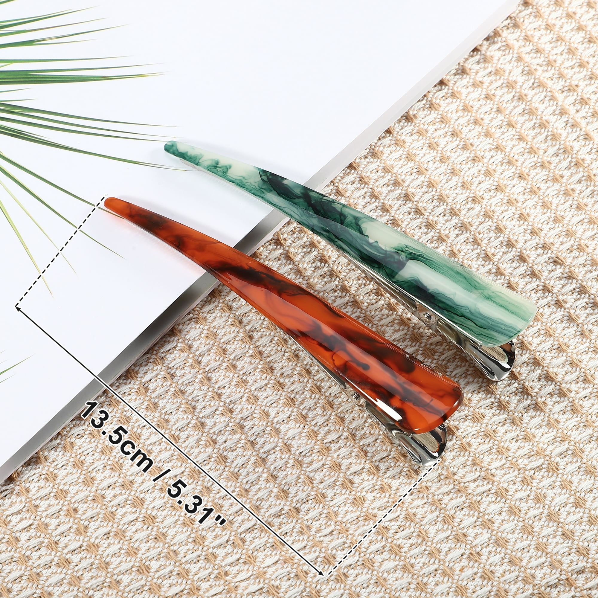 NOMADIC NOOK Women's Metal Long Duckbill Hair Clips 5.31"x0.83"x1.18" 6 Pcs Green Red Orange Brown Amber Gray