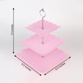 thumbnail image 2 of Balsa Circle Pink 3 Tiers Plastic 13" Cupcake Holder Square Dessert Stand, 2 of 8