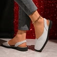 thumbnail image 4 of Rokment Metallic Glitter Closed Toe Mules Slingback Dressy Sandals for Women Stylish Casual Square-Toe Chunky Low Heels Slip on Walking Loafers Summer Fall Flat Dress Shoes Silver Size 9, 4 of 7