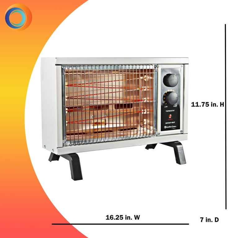 Comfort Zone 1,500-Watt Portable Electric Indoor Radiant Wire Element Space  Heater with Adjustable Temperature for the Home, Patio, or Office, Up to  1000 Square Feet, White - Walmart.com