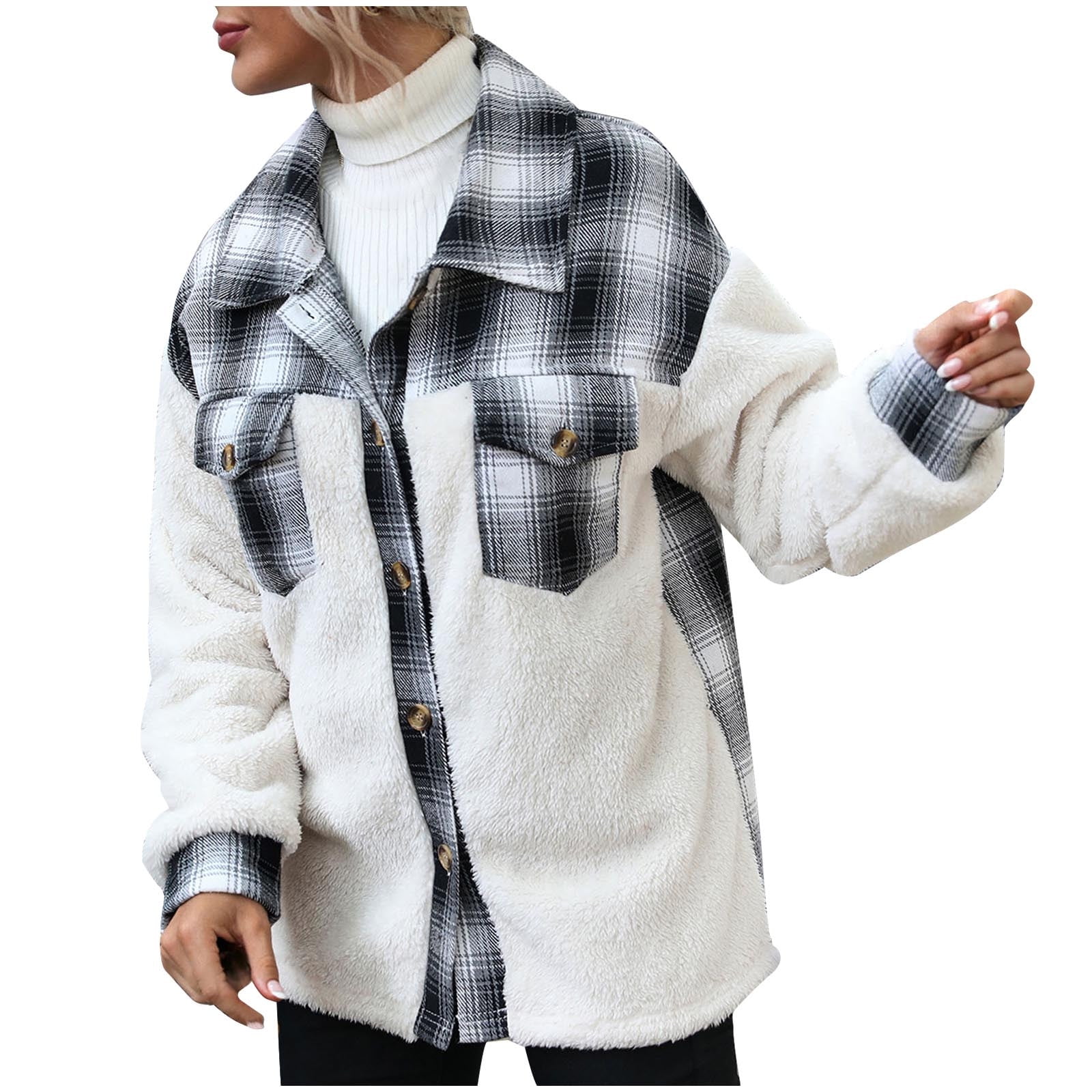 plaid stitching lambswool jacket