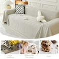 thumbnail image 3 of Sanmadrola Sofa Cover Non Slip Couch Cover for 3 Cushion Couch Machine Washable Furniture Protector for Dogs Pet Chenille Throw Slipcover Blanket for Living Room (Off White, 91"x134"), 3 of 9