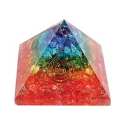 7 Chakras 40mm Orgonite Crystal Pyramid | EMF Protection Orgone Generator Energy Cleanser Reiki Healing | Space Clearing for Positive Energy