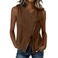 thumbnail image 2 of TGSLY Women's Casual Cotton Linen Tank Tops Trendy V Neck Wrap Solid Color Vest Lightweight Soft Tie Front Sleeveless Shirts S, 2 of 8