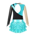 thumbnail image 4 of Aislor Kids Girls Long Sleeve Sparkle Leotards with Sequin Skirt Set Ballet Dance Latin Outfits Costume Dancewear Turquoise 12, 4 of 7