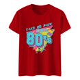 thumbnail image 1 of TSADFHJI Hauts pour Femmes 2TG Mode Été Loisirs Art Années 80 Lettre Imprimée Col Rond Manches Courtes T-Shirt S Rouge, 1 of 4