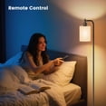 thumbnail image 6 of BedLuxury Dimmable Arc Floor Lamp with Remote Control for Living Room, Bedroom, 9W LED Bulb Included, Linen Shade, Beige, 6 of 8