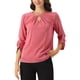 thumbnail image 1 of CURVOSPORT Camisa Elegante para Mujeres, Top de Oficina con Abertura en el Cuello, Frontal Plisado, Manga 3/4, Blusa de Chifón, Talla L, Rosa Oscuro, 1 of 6