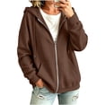 thumbnail image 2 of Oversized Zip Up Hoodie For Women Casual Long Sleeve Sweatshirts Fall Winter Track Jackets Coffee M, 2 of 8