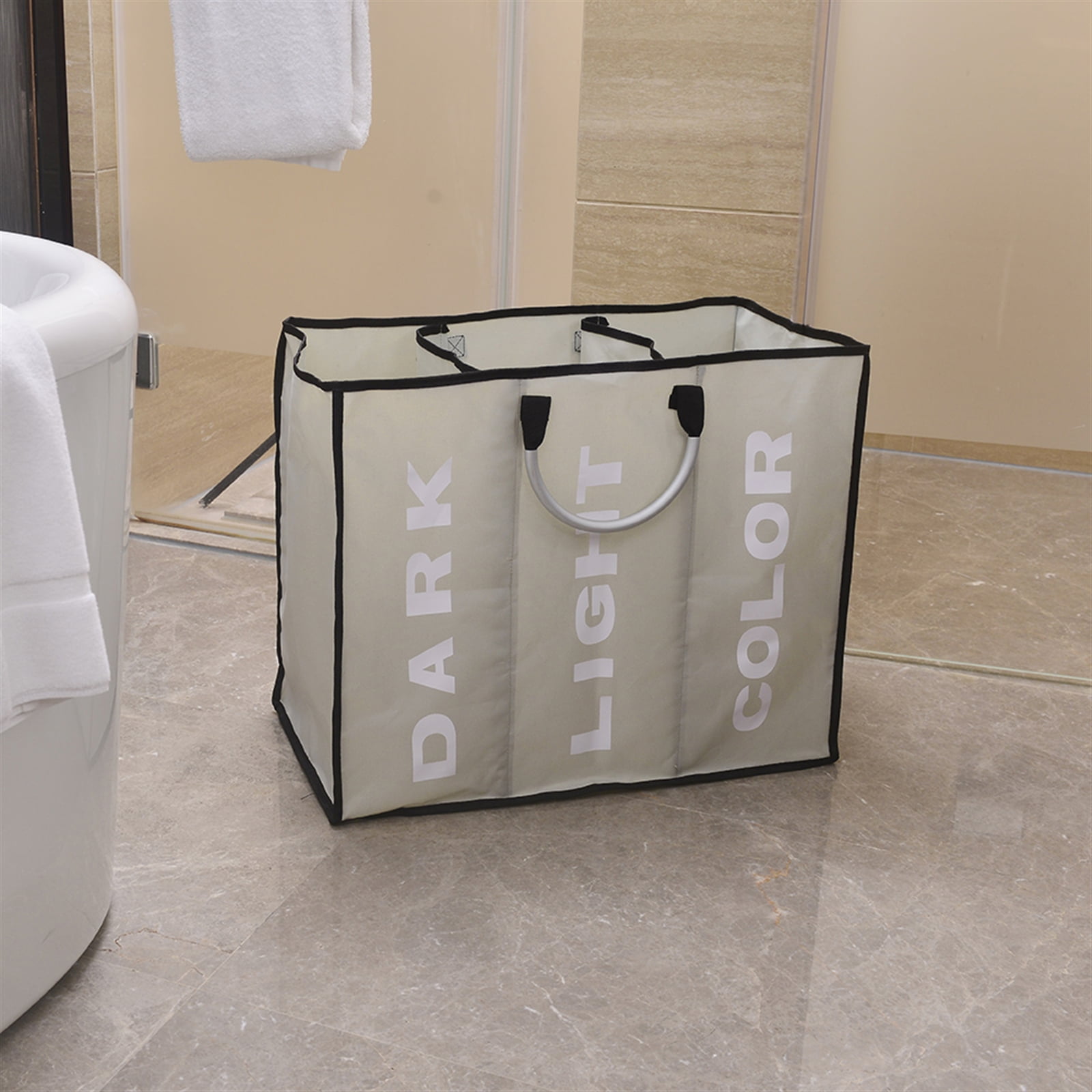Private Jungle Three Lattice Large Capacity Laundry Basket Slim Laundry Baskets Dirty Laundry Hamper Basket Home Corner Bin,Light Gray