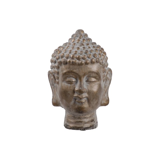 Figura de cemento con cabeza de Buda Benzara Inc juego de 2 dorado