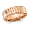 thumbnail image 1 of Mens Stainless Steel Rose Plated Grooved Band Ring (8mm), 1 of 4