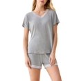 thumbnail image 1 of Latuza Pyjama à Manches Courtes Col en V pour Femmes m Gris Clair, 1 of 4