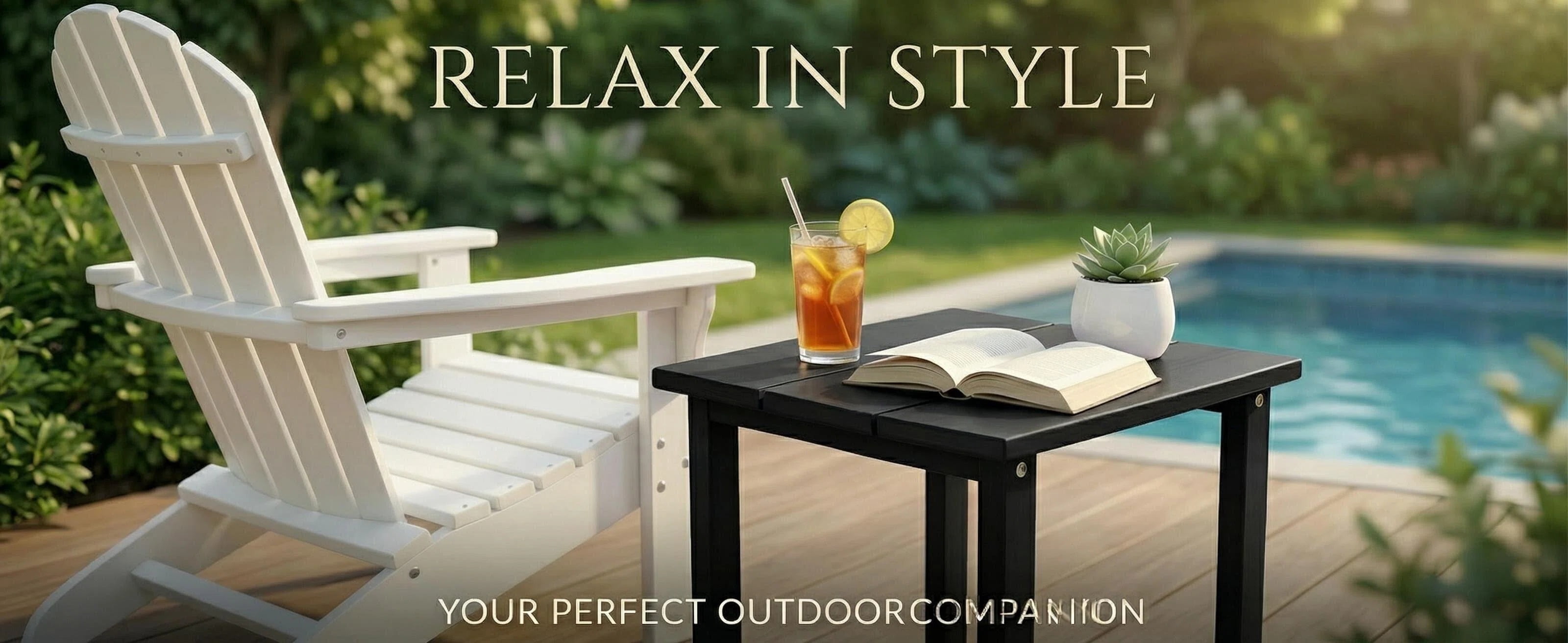 Outdoor Side Table, Patio Side Table, HDPE End Tables for Backyard Pool Porch Garden Lawn