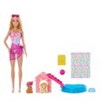 thumbnail image 2 of Barbie Puppy Pool Party Playset with Doll, Pool, Doghouse & Slide, 2 Pet Figures & 6 Accessories, 2 of 6