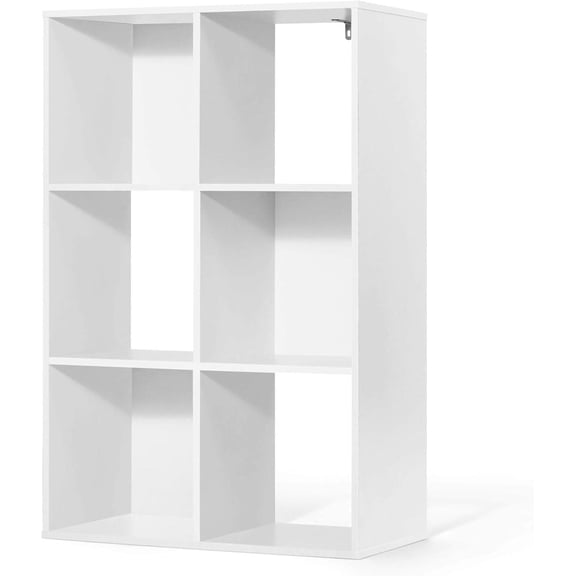 6-Cube Storage Organizer Shelf, 11-Inch Cubes, White, with Thick Edge & Open-Back Design