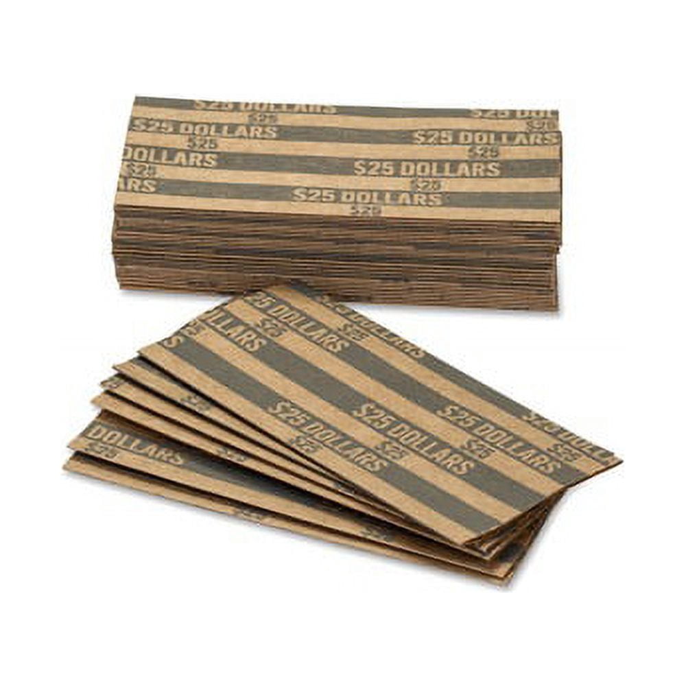 PAP-R Flat Coin Wrappers Total $25 in 25 Coins of $1 Denomination - Heavy Duty - Paper - Dark Gray