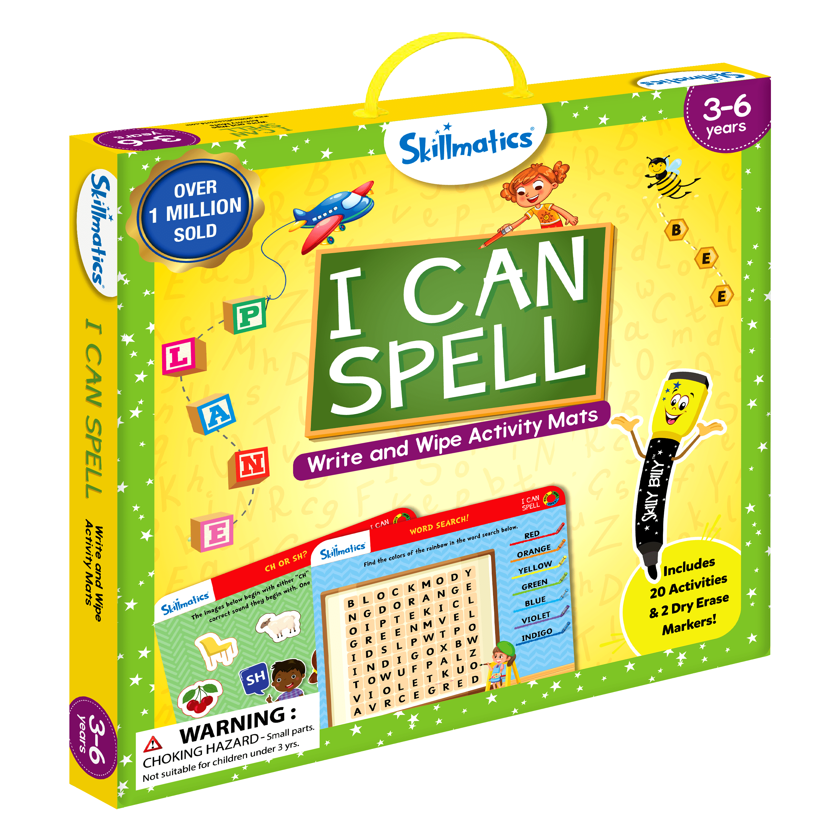 Skillmatics Educational Toy - I Can Spell, Preschool & Kindergarten Learning Activity for Kids, Toddlers, Skill Drill Flash Card, for Girls & Boys Ages 3+. One Size