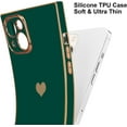 thumbnail image 5 of Compatible with iPhone 13 Case  Cute Plating Gold Luxury Love Heart Phone Case for Women Girls Shockproof Raised Full Camera Lens Protection Bumper Cover for iPhone 13, Green, 5 of 14
