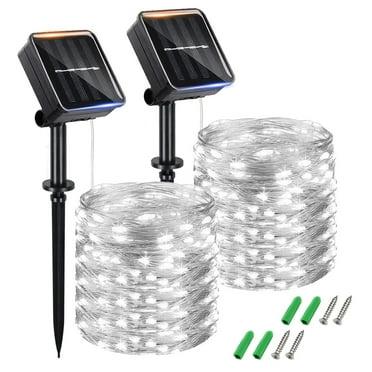 WOTIME Outdoor Solar String Lights Waterproof, Total 260 LED 98Ft 8 Modes Super Bright Solar Tinkle Fairy Lights for Outside Tree Wedding Decorations, 2 Pack